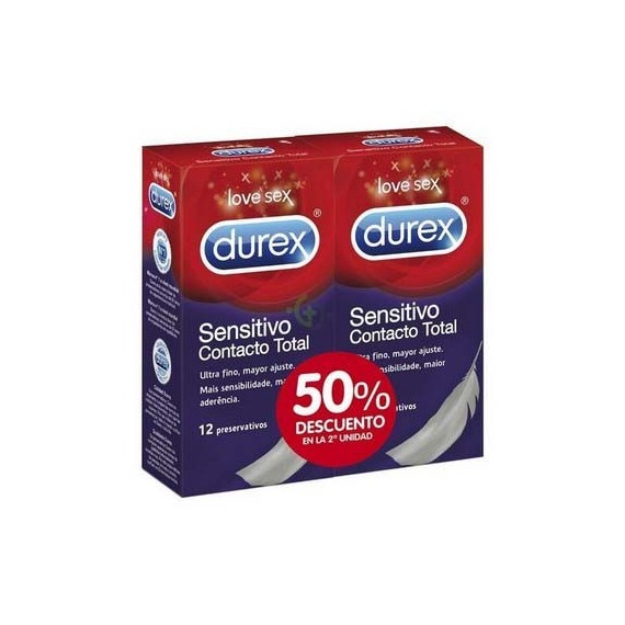 DUREX SENSITIVO CONTACTO TOTAL DUPLO 2X12 UNIDADES